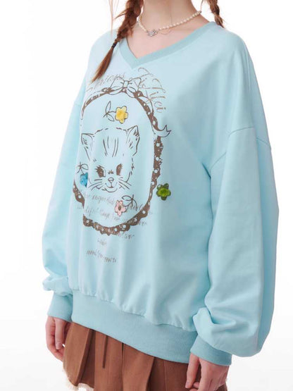 Cat Print Sweatshirt [S0000010178]