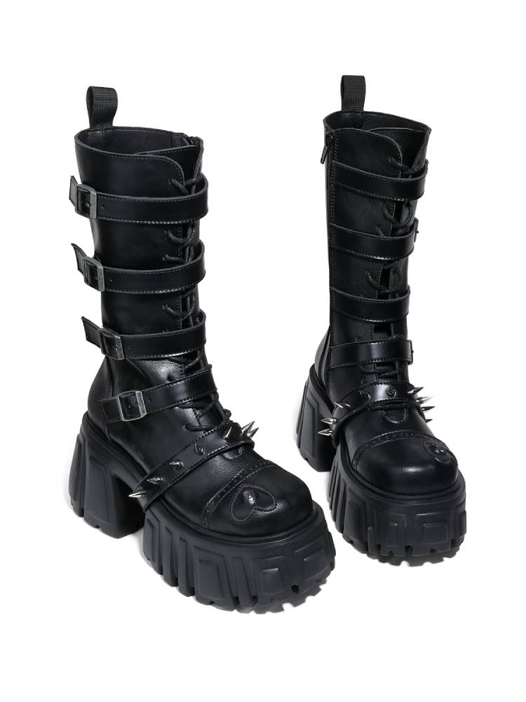 Heavy metal design platform night boots【s0000011439】