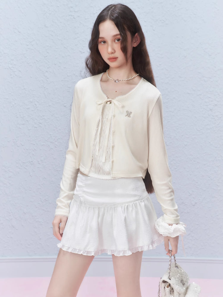 Sheer lace short cardigan【s0000007424】
