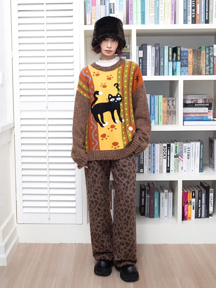 Leopard print wool casual pants【s0000011309】