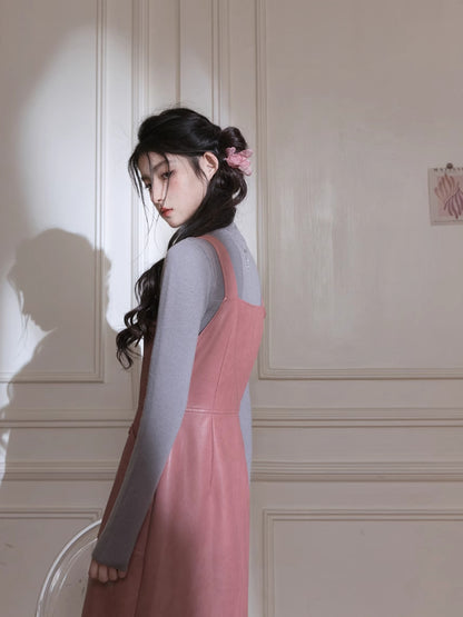 Romantic leather suspender dress【s0000005782】
