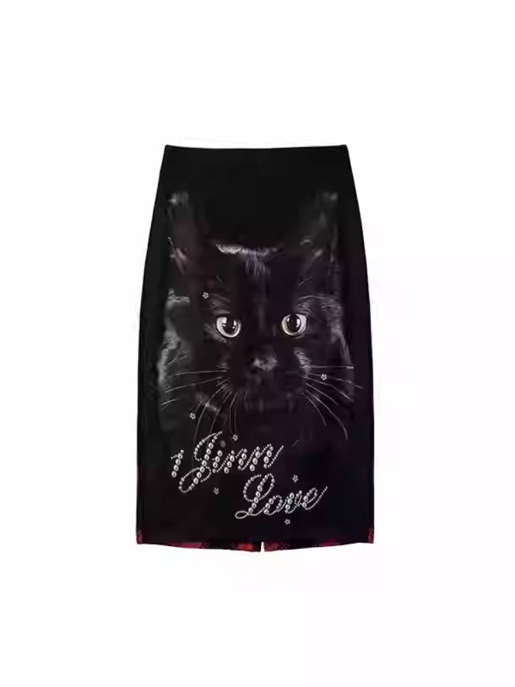 Low waist cat print skirt【s0000011406】