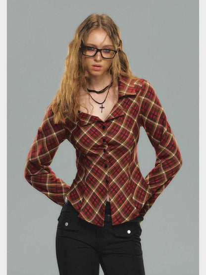 Red Plaid Waist Shirt [S0000010589]