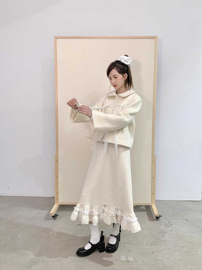 Lace wool coat and skirt【s0000010373】