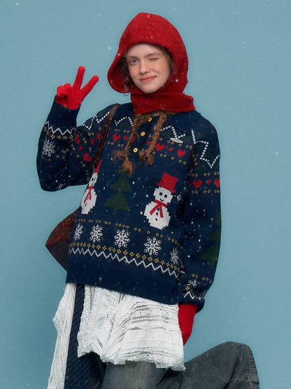 Retro snowman sweater【s0000011072】