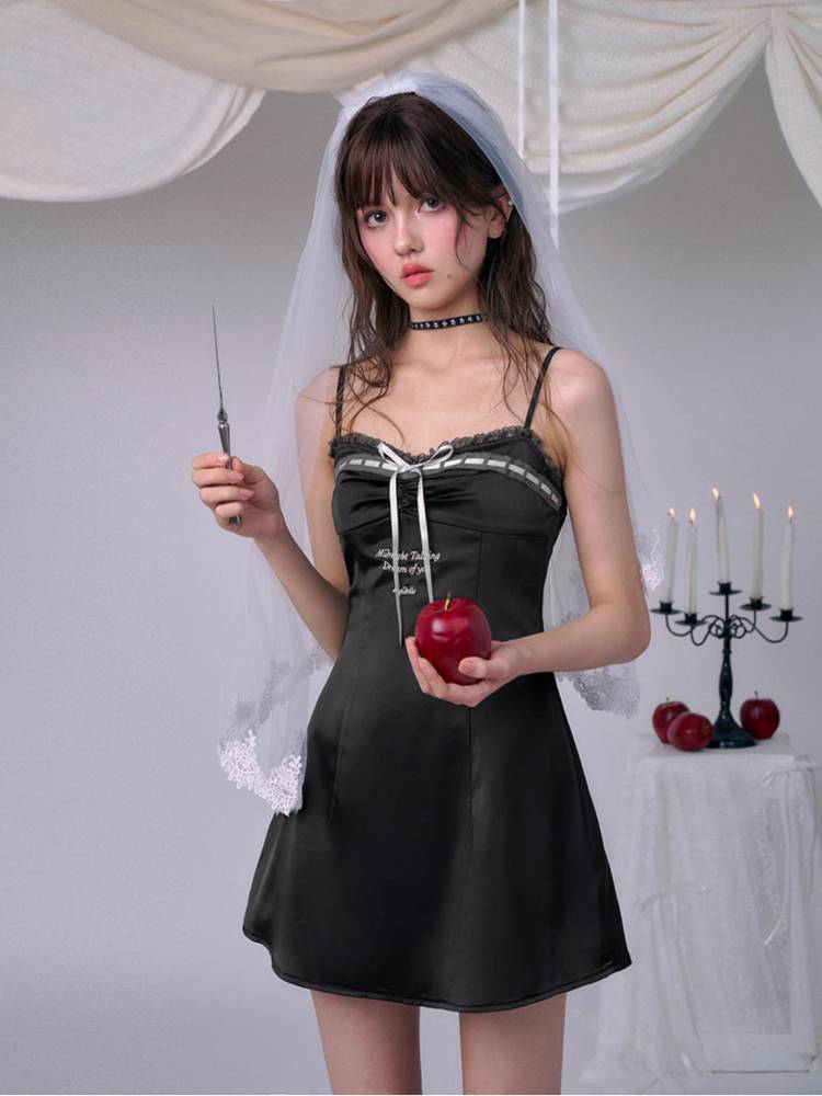 Sexy Sweet Satin Suspender Dress [S0000008918]