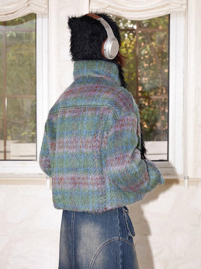 Embroidered plaid loose cotton jacket【s0000011128】