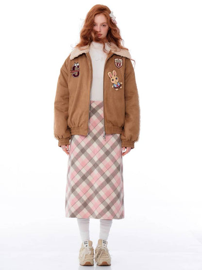 High waist slim check skirt【s0000011036】