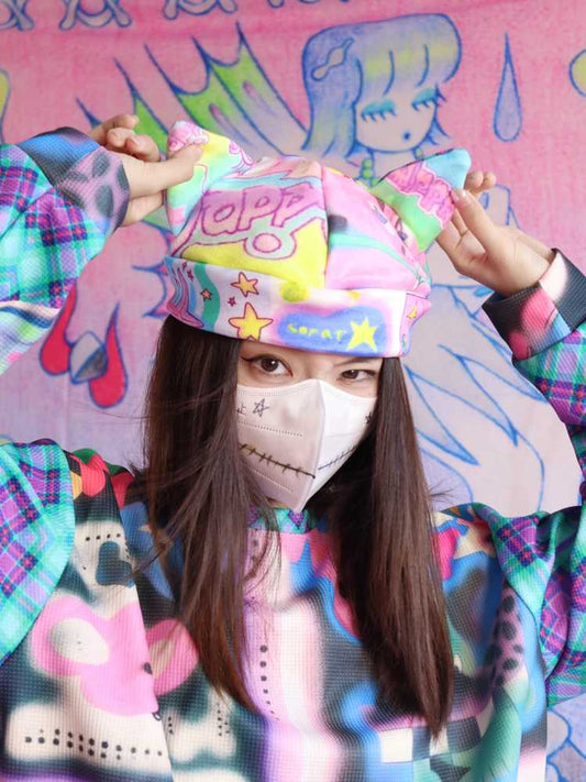 【サイズ表なし】Printed cat ear hat【s0000010283】