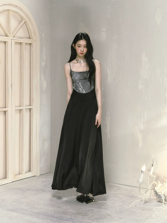 Printed suspender slim skirt【s0000009230】