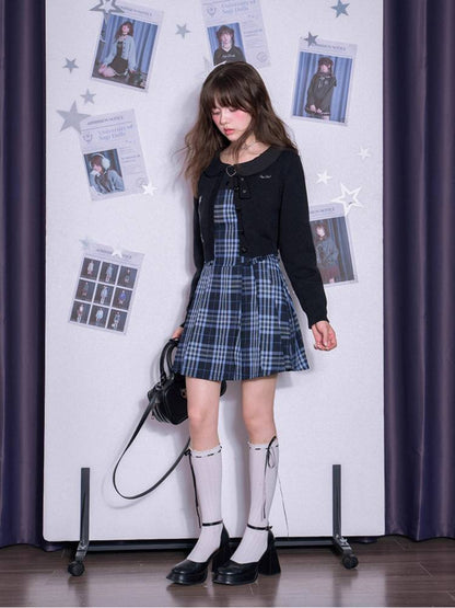 Plaid fake two-piece dress【s0000011655】