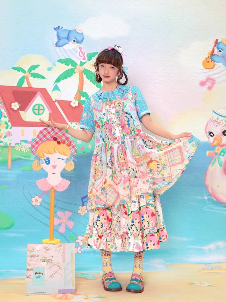 Retro print overskirt【s0000009530】