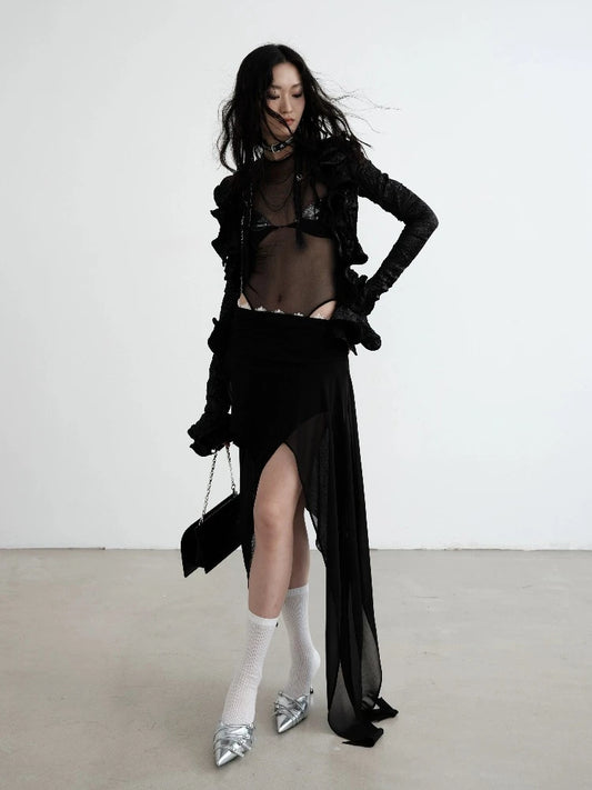 Dark fairy style elegant chiffon skirt【s0000008514】