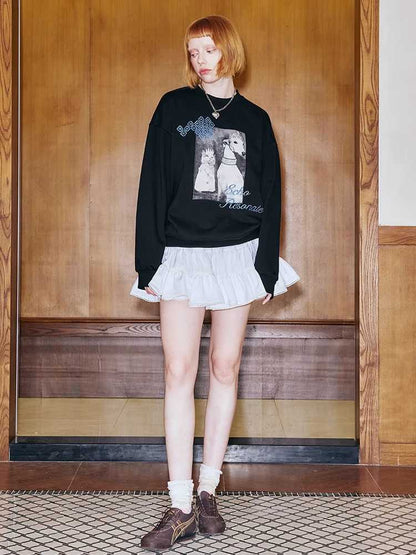 Embroidery Pure Cotton Loose Sweatshirt [S0000010781]