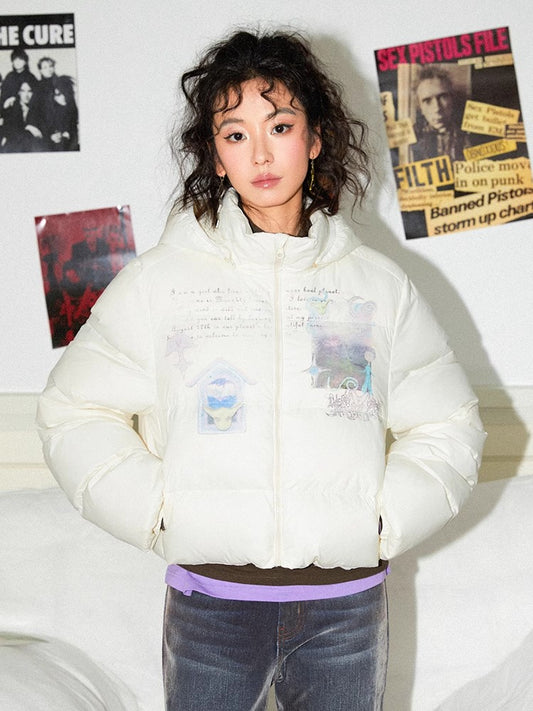 Printed short down jacket【s0000011099】