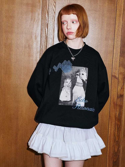 Embroidery Pure Cotton Loose Sweatshirt [S0000010781]