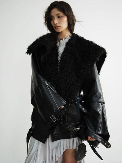 PU Leather Silhouette Jacket [S0000010916]