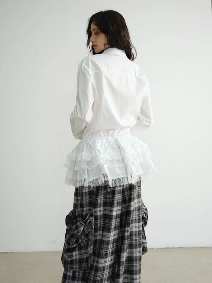 Double Waist Plaid Wide Leg Pants [S0000010929]