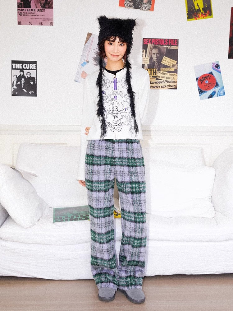 Plaid long casual pants【s0000011125】