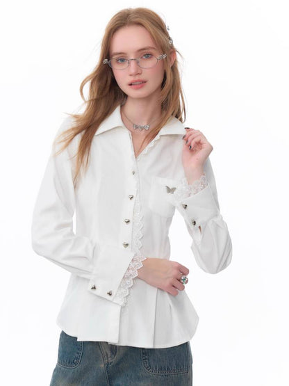 Slim lace long sleeve shirt【s0000011081】