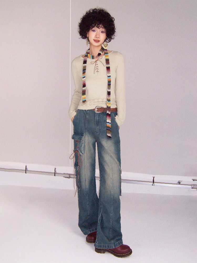 Low waist wide leg jeans【s0000009619】