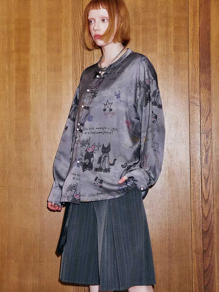 Hand-painted long-sleeved loose shirt【s0000009677】