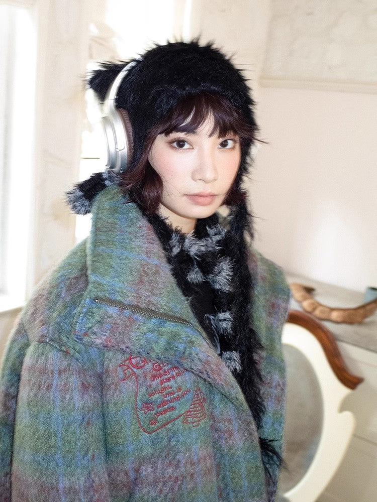 Embroidered plaid loose cotton jacket【s0000011128】