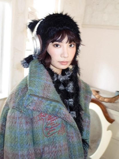 Embroidered plaid loose cotton jacket【s0000011128】