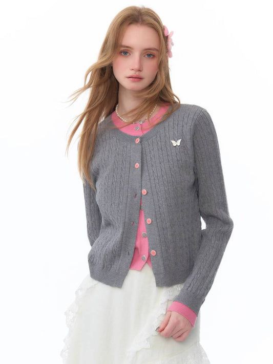 Grey sweater cardigan【s0000011079】