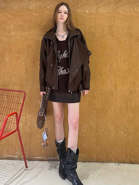 OVERSIZED LEATHER JACKET [S0000010816]