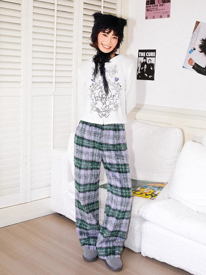 Plaid long casual pants【s0000011125】