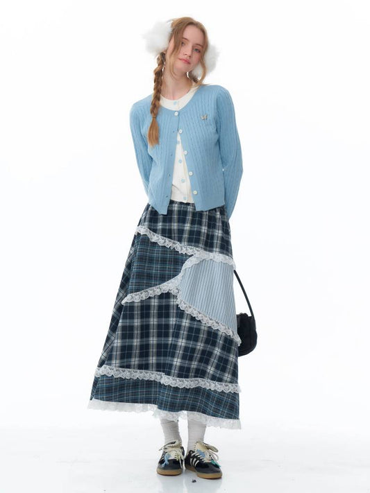 Fake two piece blue sweater cardigan【s0000011076】