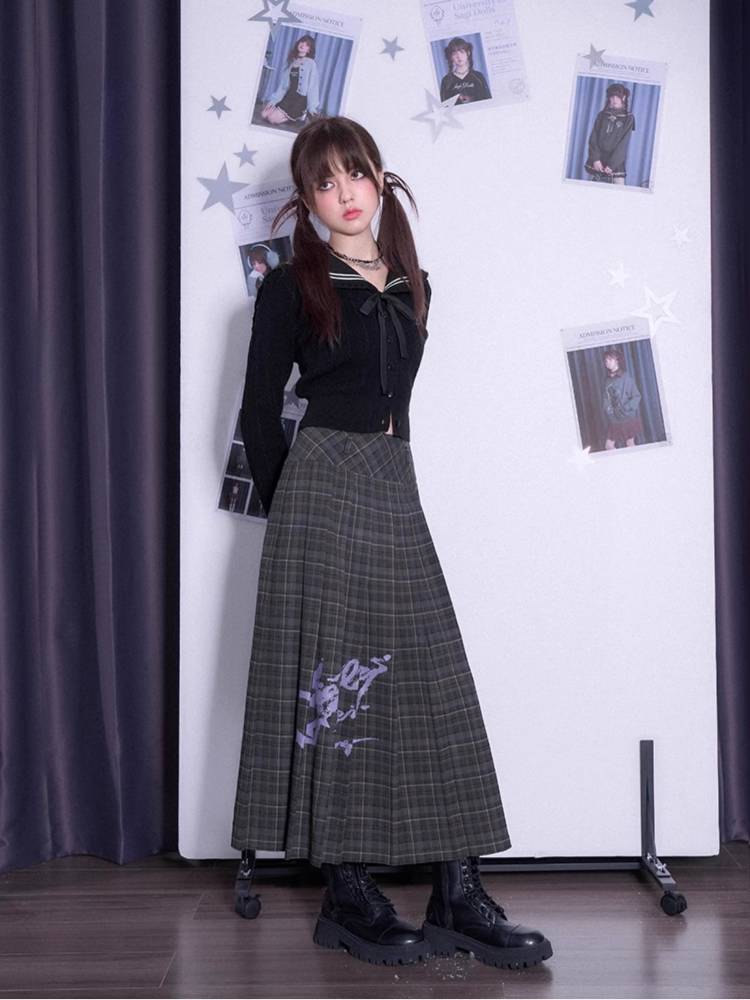 Plaid long skirt【s0000011096】