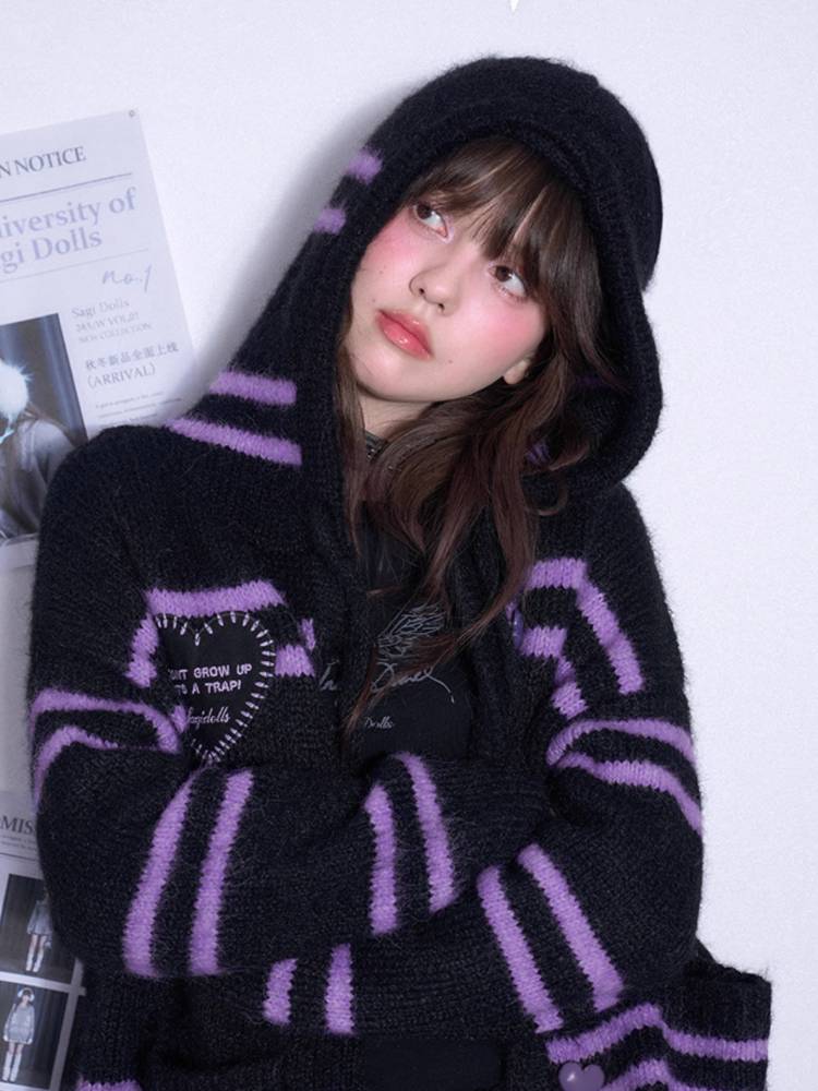 Striped hooded sweater jacket【s0000011299】