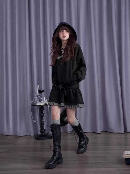 Casual Hooded Loose Sweatshirt Dress [S0000010695]