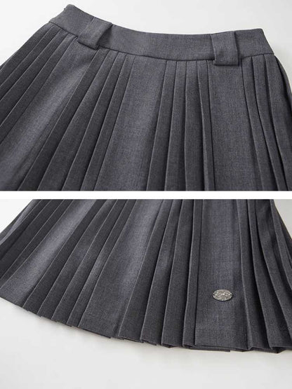 Metallic Logo PLEATED SKIRT [S0000010825]