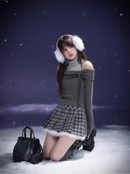 Black and white plaid skirt【s0000011279】