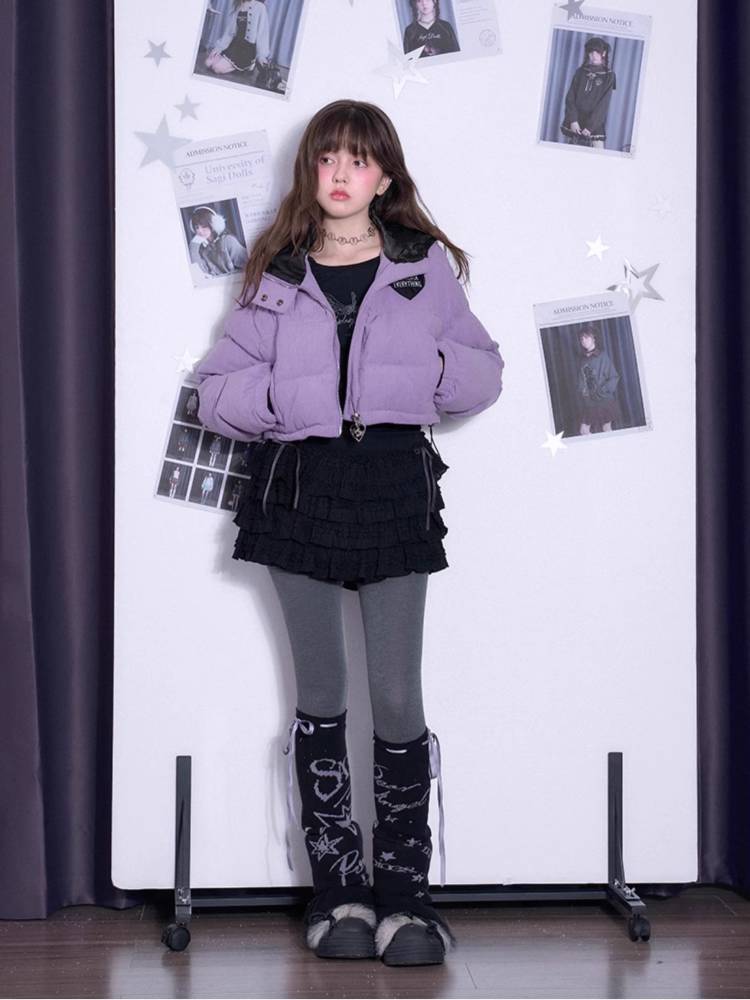 Purple cotton short coat【s0000011294】