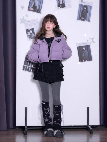 Purple cotton short coat【s0000011294】