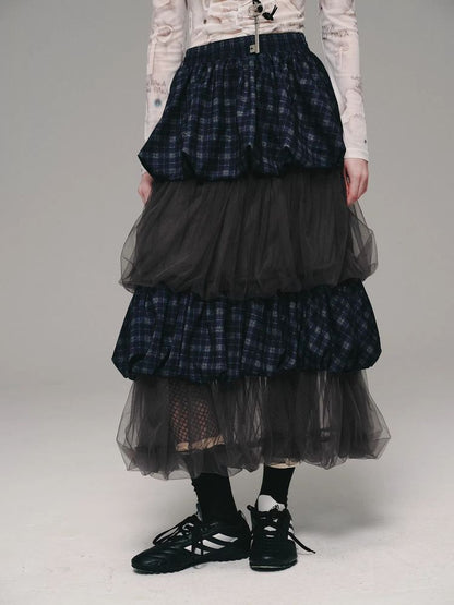 BlueBerry Plaid Cake Skirt [S0000010137]