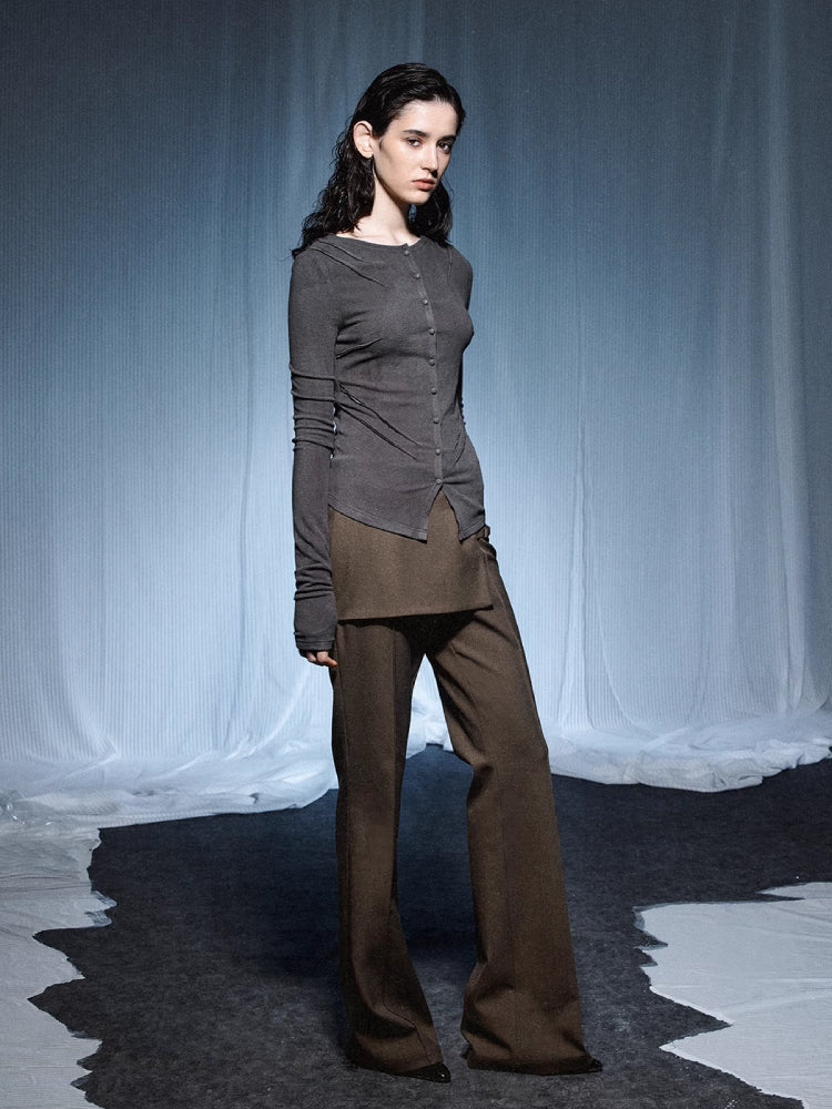 Fake two piece slim fit pants【s0000007435】