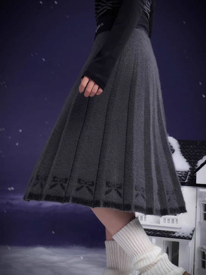 Ribbon pleated knit skirt【s0000011286】