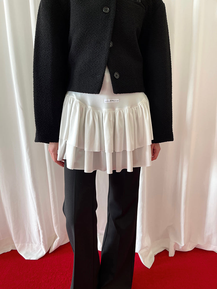 White ruffle hem dress【s0000006524】