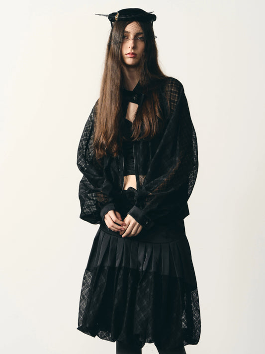 Loose plaid mesh jacket【s0000007328】