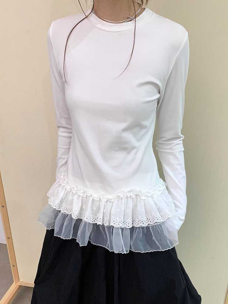 DOUBLE LACE LONG SLEEVE T-SHIRT [S0000010375]