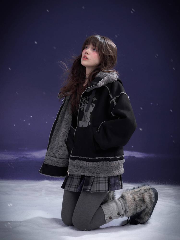 Warm bear hooded jacket【s0000011281】