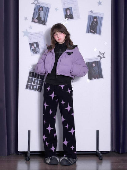 Purple cotton short coat【s0000011294】