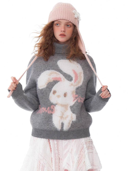 Rabbit turtleneck sweater【s0000011054】