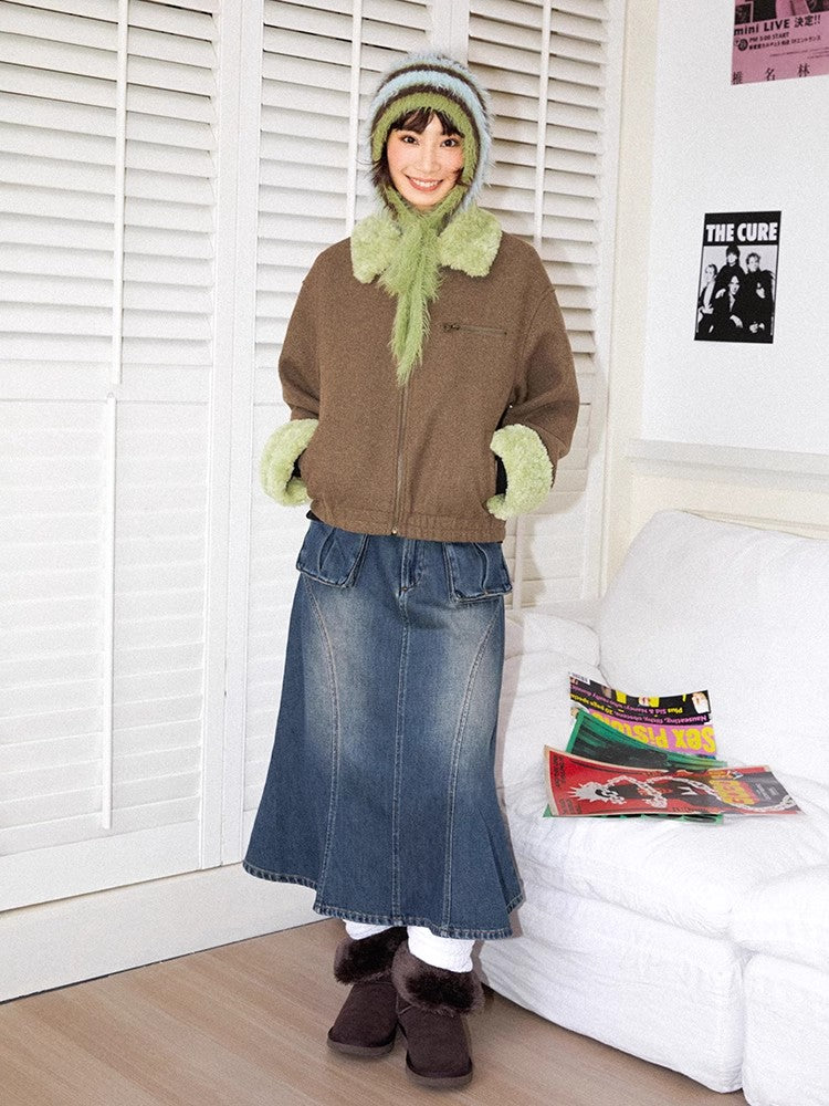 Denim fishtail skirt【s0000011307】