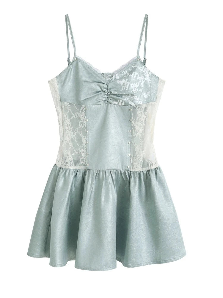 Satin lace dress【s0000009492】